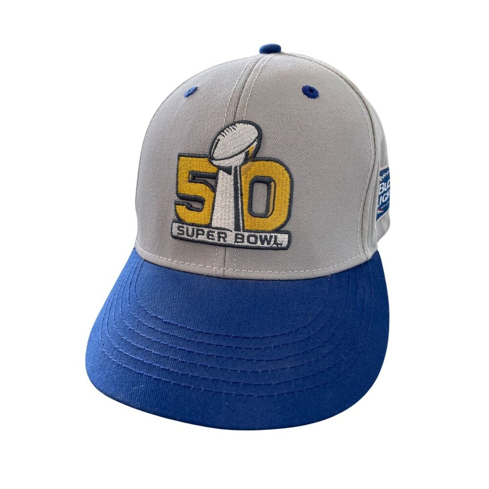 Bud Light San Francisco Super Bowl 50 Adjustable Hat OS Gray Blue Embroidered
